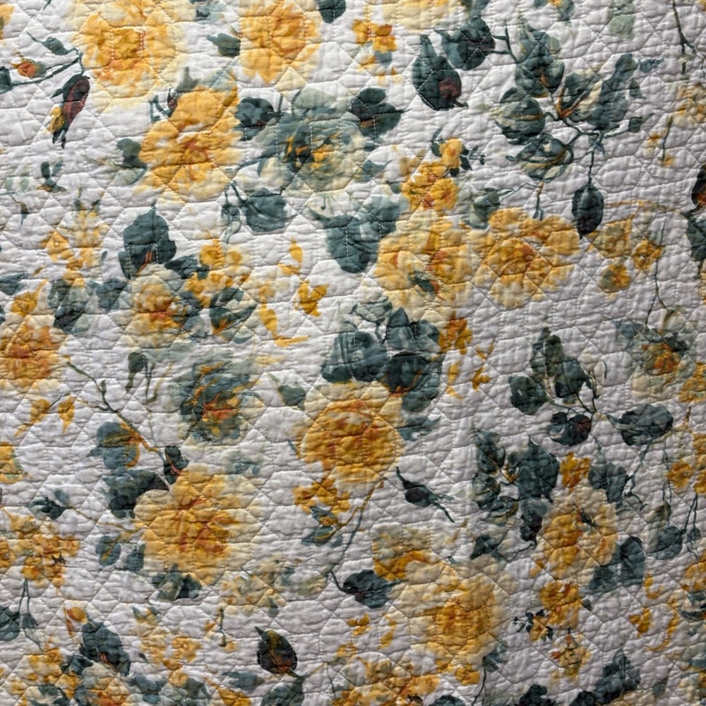 Vintage Martha Stewart Twin Quilt Yellow Roses Reversible Yellow Checker Pattern - Picture 6 of 11